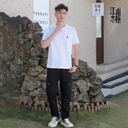 江南e柜冰涼夏男短袖t恤修身圓領(lǐng)純棉液氨面料半袖潮休閑上衣 428201120 白色(101) 常規(guī) XL