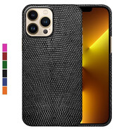 超甲度【蜥蜴皮定制】適用蘋(píng)果17promax手機殼iPhone16pro輕奢真皮保護套17air手工定制plus高端商務(wù)后殼 【黑色】 iPhone 17 Pro Max