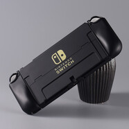 丸圖 Switch OLED分體式保護(hù)殼oled游戲機保護(hù)套全包圍噴油款防摔防污漬卡通手柄軟殼 oled 夜黑LOGO保護(hù)殼【噴油款】膜+帽 OLED