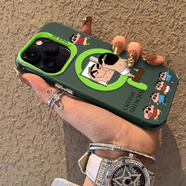 魔杰倫蠟筆小新適用于蘋果iphone16promax手機殼15Promax/16pro防摔無線磁吸充電14Promax/13pm卡通13pro 磁吸殼-綠色 小新照鏡子 iPhone12