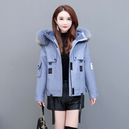 圣羽博雅真毛領(lǐng)小個(gè)子短款棉服女外套新款韓版潮     1 霧霾蘭 XL 推薦130-150斤