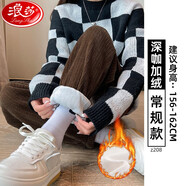 浪莎雪尼爾運動(dòng)褲女秋冬季新款加絨加厚寬松燈籠束腳褲休閑燈芯絨衛褲 z208【加絨】深咖常規 2XL 136-150斤