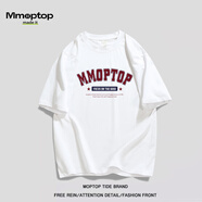 MMOPTOP潮流印花T恤男夏季純棉重磅短袖寬松休閑打底衫女M0004白色XL
