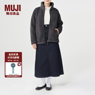 無(wú)印良品 MUJI 男女通用 羊羔絨 拉鏈夾克 毛絨加絨厚外套 秋冬季 深灰色 XXS-XS