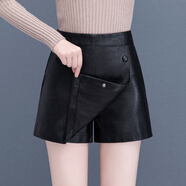 魅力棠皮裙褲女秋季2025年新款高腰顯瘦百搭外穿女士時(shí)尚短褲冬天ins潮 黑色 M 27(95-105斤)