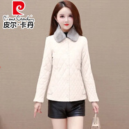 皮爾卡丹（pierre cardin）2025新款韓版冬皮衣棉服短外套女修身顯瘦仿水貂毛領(lǐng)PU皮加棉棉衣 白色 XL【建議90-105斤】