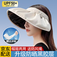 黛米安妮莎防曬帽子女夏季新款網(wǎng)紅貝殼帽帽子遮陽(yáng)帽戶外防紫外線騎行空頂帽女士太陽(yáng)帽遮臉大帽檐沙灘帽 淺米色-【升級(jí)款黑膠】 均碼