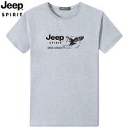 JEEP SPIRIT吉普短袖t恤男夏季新款上衣半袖打底衫體恤休閑T恤男裝圓領(lǐng)短t 9004款淺灰色 XL