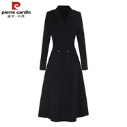 皮爾卡丹（pierre cardin）秋冬新款雙面羊絨大衣女收腰顯瘦中長(cháng)款修身小個(gè)子大擺羊毛呢外套 黑色長(cháng)款 XL
