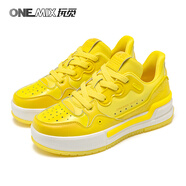 ONEMIX玩覓音潮舒適休閑鞋避震板鞋男女通用款新款低幫厚底鞋子 律動(dòng)黃【拍大一碼】 37