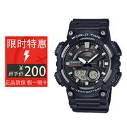 卡西歐AEQ-110W-1A男表小黑武士石英機芯黑色表盤運動防水學(xué)生送男友女 AEQ-110W-1A 52.2mm