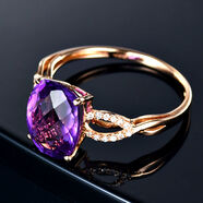紫水晶戒指 古風(fēng)玫瑰金色寶石戒子SN3058 紫水晶戒指【開(kāi)口玫瑰金色】