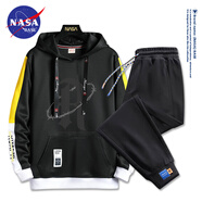 NASA BASE官方潮牌聯(lián)名連帽衛衣男女款秋冬季ins青少年情侶加絨上衣打底衫 1704黑色+2201黑色 XL（建議125-140斤）
