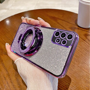 適用三星M54手機殼新款磁吸支架J7prime漸變閃粉電鍍透明保護套女 【紫色】漸變閃粉-磁吸支架 三星GalaxyM31