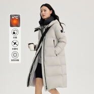 艾萊依鵝絨服女款U型枕長(cháng)款連帽加厚保暖冬外套 松霧灰XL