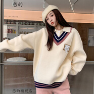 戀的秋冬季針織衫女生毛衣冬款女加厚學(xué)生高中生初中生打底衫冬天衣服外穿韓版寬松新款秋季毛衫少女時尚上衣 圖片色 均碼