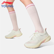 李寧童鞋兒童跑步鞋男大童2025新款減震回彈青少年學(xué)生體育課跑鞋 米白色26-2 39