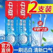 中華牙膏魔麗迅白小藍(lán)管金純冰晶雙重酷爽薄荷香氣清新口腔清潔170g家庭促銷實(shí)惠裝 冰極薄荷170g*2支送牙刷*2