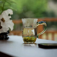品德坊2024新款高檔龍把綠茶杯透明玻璃杯帶把泡茶杯辦公室喝水杯子個人 J-33龍把（綠茶杯）