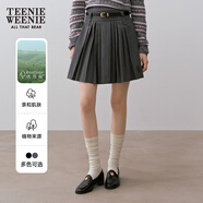 Teenie Weenie小熊女裝半身裙秋季學(xué)院風(fēng)百褶裙灰色純色時(shí)尚短裙潮 A-中灰色 S