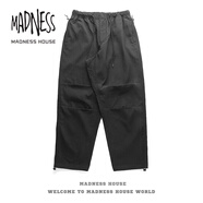 MADNESS HOUSE潮牌山系日系復(fù)古工裝休閑褲男女百搭款寬松直筒褲情侶時尚長褲子 黑色（男女同款） M (建議120-140斤）