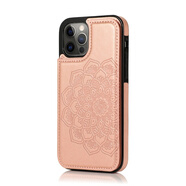 適用iPhone16promax手機(jī)皮套雙扣壓花曼陀羅三星S24保護(hù)套新款 玫瑰金 iPhone 5/5s
