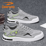 德爾惠（DEERWAY）男鞋2025夏季鞋子男網(wǎng)面鞋軟底透氣休閑板鞋 灰色 44