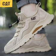 卡特（CAT）夏季網(wǎng)面鞋時尚運動鞋軟底百搭休閑鞋運動透氣跑步鞋男 米白色 38
