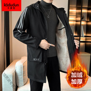 卡度頓280斤胖子特大碼中長(cháng)款加絨外套男秋冬季青年寬松連帽上衣潮加肥加大胖子保暖厚款夾克 8632黑色加絨 5XL（建議200-220斤）