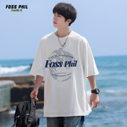 Foss Phil短袖男女夏季純棉潮流圓領(lǐng)印花t恤寬松打底衫休閑男裝DT01白色3XL