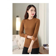 皮爾卡丹（pierre cardin）加絨/不加絨毛衣女加厚秋冬長袖短款低領(lǐng)百搭保暖針織圓領(lǐng)打底衫 卡其色加絨加厚款 S