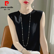 皮爾卡丹（pierre cardin）2025春新款圓領(lǐng)吊帶背心女內(nèi)搭配打底衫羊·毛衫針織衫無袖上衣 黑色 M 95-110