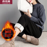 俞兆林女裝加絨運(yùn)動(dòng)褲女羊羔絨休閑褲女保暖褲 YW1JRX332 黑色 L