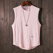 尡韻背心男潮牌背心男士夏季坎肩潮流運動(dòng)休閑潮牌學(xué)生無(wú)袖上衣 粉紅色 XL