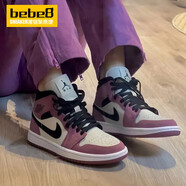 耐克（NIKE）bebe8 AJ1 AIR JORDAN 1 MID 喬1 男女子中幫休閑運(yùn)動(dòng)籃球鞋 漿果粉DC7267-500 36