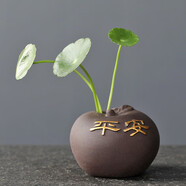 宇軒 指尖小茶寵紫砂紫創(chuàng  )意泥彩繪花瓶迷你禪意小號五?；ㄆ鲾[件 單個(gè)指尖小花器--平安