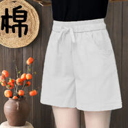 奈加圖純棉黑色休閑三分運(yùn)動(dòng)短褲子女韓版寬松新款百搭外穿高腰闊腿褲夏 白色 XL 125-140斤