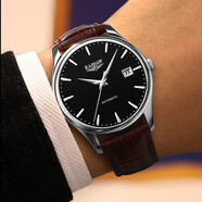 KASSAW卡梭名表瑞士認(rèn)證手表男機械表男士全自動商務(wù)超薄簡約防水腕表 K861G.銀殼黑面棕帶【進(jìn)口機芯】