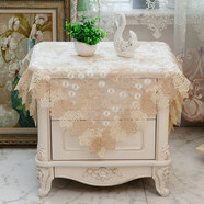 妙麥樂(lè )歐式美式現代蕾絲厚花邊床頭柜蓋布桌布茶幾布冰箱空調蓋布防塵罩 歐根紗518 大號(83*83cm)*1