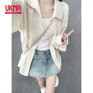 UKMR法式防曬襯衫外套女夏設計感小眾薄款亞麻襯衣開(kāi)衫肌理感上衣 杏色【版 現貨】 L 【體重穿105-115斤】