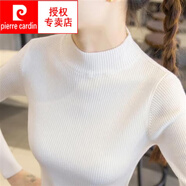 皮爾卡丹（pierre cardin）半高領毛衣女打底衫2025秋冬新款長袖內搭上衣中領修身洋氣針織衫 白色 均碼