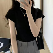 歐妤正肩短袖T恤女夏季女裝新款修身顯瘦百搭氣質(zhì)休閑上衣打底衫 圓領(lǐng)黑色 XL 建議110-120斤