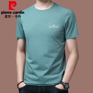 皮爾卡丹（pierre cardin）冰 絲短袖t恤男2025新款春夏季圓領(lǐng)修身薄款桑蠶絲體恤衫潮 綠色2117款 XL 175  【135斤-155斤】