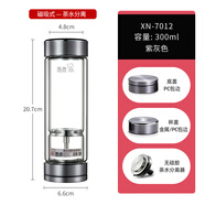 希諾（HEENOOR）茶水分離杯磁吸式男士雙層玻璃杯家用車載茶水杯 7012紫灰色--磁吸式【防偽 300ml