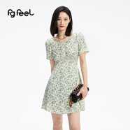 普普風(fēng)2024年夏季女裝新品法式優(yōu)雅后背鏤空連衣裙OB2L19779S 綠花 S