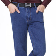 AEMAPE蘋(píng)果牛仔褲男褲子寬松彈力直筒褲中年凈色商務(wù)男士品牌休閑褲男褲 HK20228139藍色 厚款 35 腰圍2尺7