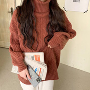 品彩厚款針織衫女高領(lǐng)麻花毛衣寬松顯瘦純色套頭氣質(zhì)上衣 P137Z3277