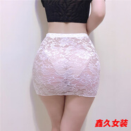 美安嘉夜色行超短裙半身裙豹紋mini小短裙包臀冰絲透明緊身裙a字女 32cm白蕾絲裙透明赱光-a字半身裙 均碼80-120斤-a字半身裙