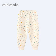 minimoto  嬰兒褲子冬季夾絲寶寶長褲新生兒可拆襠褲子純棉面料 米白匹印 0-3個月/52cm