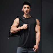 擼鐵狗健身背心男士運動寬松無袖速干衣肌肉訓練透氣吸汗潮款坎肩籃球潮 黑色 M